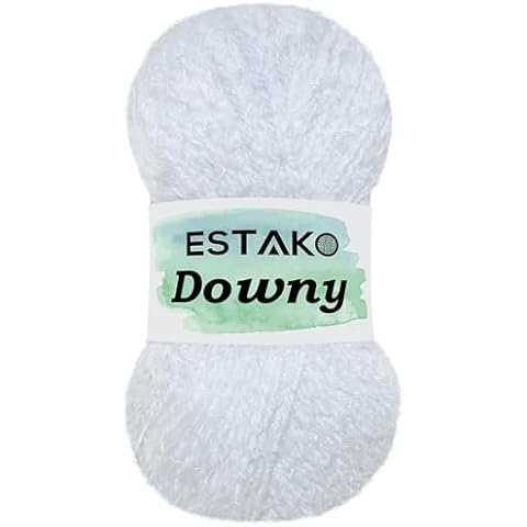 Estako Downy 40% Premium Acrylic and 60% Polyamide Soft DK - Light Worsted #3 Fuzzy Yarn for Crocheting and Knitting 3.52 oz (100 gr) 267 Yds (245 m) (8110 - White) Cover
