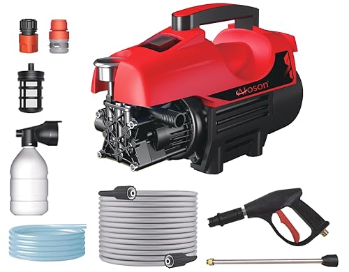 Image of High Pressure Washer 1800W | 135 Bar Powerful Jet | 6.5 L /Min Flow | 8 m Outlet Hose | Auto Stop & Safety | ISI Marked Wire & Plug | Black & Red
