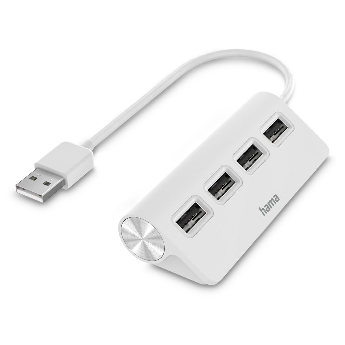 Hama USB Hub 4 Ports (High-Speed Datenübertragung, 4X USB-A für Maus, USB-Stick, USB-Dongle, Externe HDD, SSD, usw., Multiport Adapter, USB Adapter 4in1 für Büro, Homeoffice und unterwegs) weiß