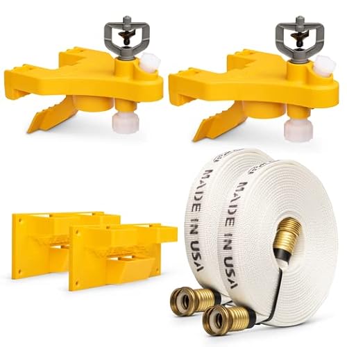 WASP Wildfire Protection Full Kit - 2 Roof Sprinklers with Gutter, Wall, or Fence Mounting, & 50 Feet of Hose - Soaks Rooftop and Surrounding Area for Outdoor Fire Protection