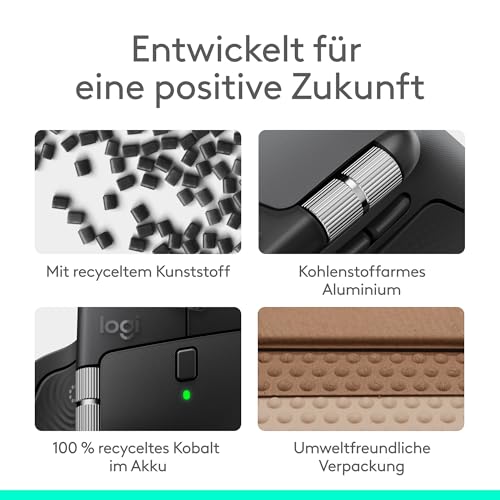Logitech MX Master 4, ergonomische kabellose Maus mit fortschrittlichem, leistungsstarkem, haptischem Feedback, ultraschnellem Scrollen, Laden über USB-C, Bluetooth, Windows, MacOS – Grafit
