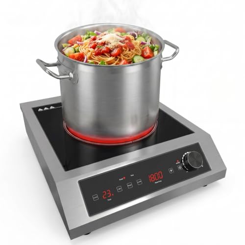 Image of Sunvivi 1800W Induction Cooktop, Commercial-Grade Electric Countertop Burner with Timer, Induction Hot Plate with LED Screen, 10 Power(300W-1800W), 10 Temp Setting(140F-536F), Black