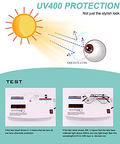GQUEEN Modny pilot niebieskie światło blokujące okulary vintage retro bez recepty sztuczne okulary kobiety mężczyźni, POF6, Czarny, Medium - obrazek 4