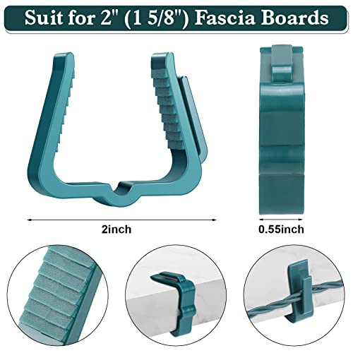 Marsui 50 Pcs Christmas Light Clips Small Outdoor Roof Gutters and Shingles Hooks 1 5/8 Inch Fascia Boards Hanger Plastic Holiday String Light Clips for Xmas Outside Decoration Fence Eave (Green)