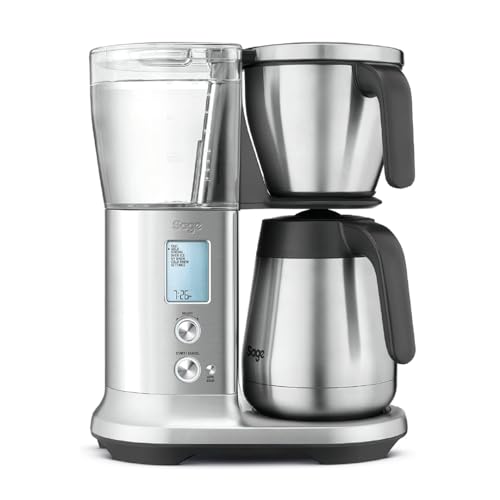 Sage - The Precision Brewer Thermal Coffee Brewer - 1.7L Drip Coffee Maker, LCD Screen With 5 Presets, With Flat Bottom & Cone Filter Baskets, Temperature Control, 1650 W, Brushed Stainless Steel