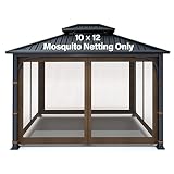 Nitocoby Universal Gazebo Replacement Mosquito Netting Adjustable Screen Walls for 10'x10' or 10'x12
