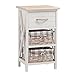 Produktbild CARO-Möbel Nachttisch Nachtschrank Nachtkommode Perugia in weiß, Shabby Chic Vintage Look, mit Schublade und 2 Körben