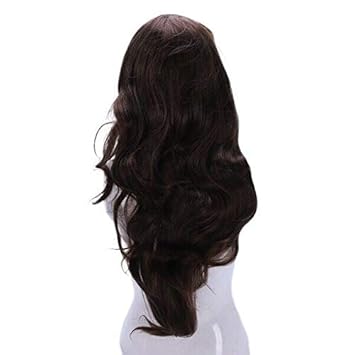 ELECTROPRIME Womens Girls Fashion Wavy Curly Long Hair Human Full Wigs Light Brown O3S3