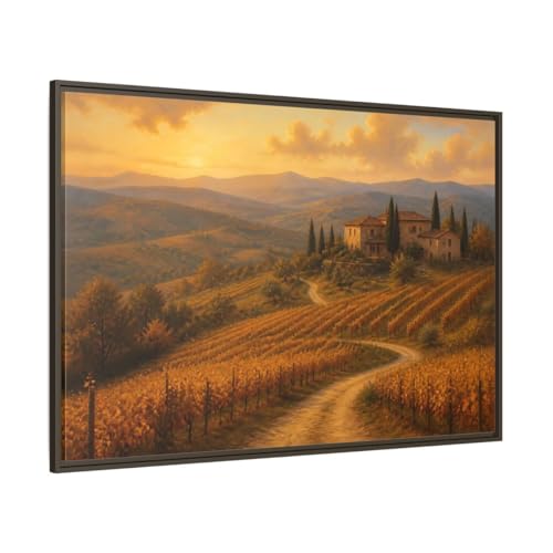 Tableau paysage doré salon : grande toile nature au-dessus du canapé