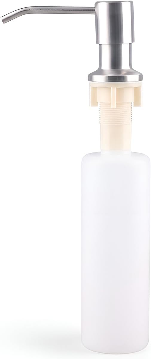 - amiciCare Kitchen Sink Soap Dispenser Top Refill Built-in Countertop S.S Steel Dispenser Pump with 360 Degree Rotating Head and 300ml Soap Bottle (Dispenser Pump with Bottle), Alloy Steel