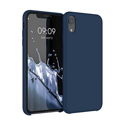kwmobile Carcasa Compatible con Apple iPhone XR Funda - Case TPU y Silicona antigolpes - Apto Carga inalámbrica - Azul Marino