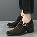 NELSBREXMen'S Suede Leather Chunky Heel Monk Strap Oxford Shoes Fashionable Pointed Toe Non-Slip Slip-On Block Heel Loafers Formal Business Dress Low top Chelsea Boots (Brown,12)