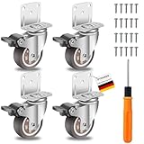 4er Set Möbelrollen,L-shaped Möbelrollen mit Bremse,Lenkrollen 50mm bis...