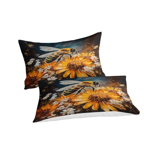Housse de couette tournesol 200x200 cm avec taies d'oreiller pour lit double