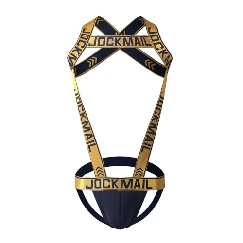 BaronHong - BaronHong Harnais de sport pour homme - Sangle d'épaule avec sangle jock Strap - Combinaison de fitness - Combinaison pour homme, jaune, L