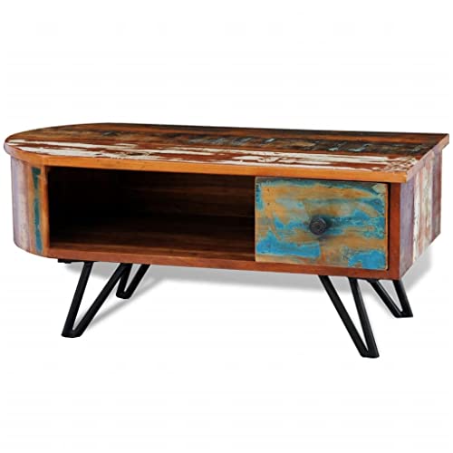 YNGBHFNOP Unique Reclaimed Wood Coffee Table with Iron Legs and