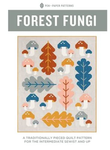 Pen and Paper Patterns Forest Fungi Quilt Pattern, White