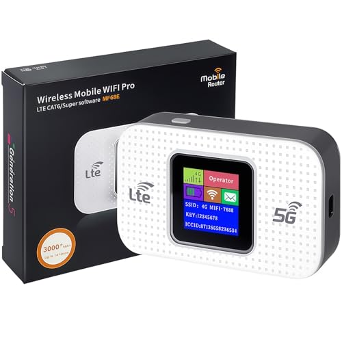 Portable Wifi Hotspot, 4G/5G MiFi Router with SIM Card Slot,300Mbps Speed, 3000mAh Battery, Mobile WiFi Router Dongle Connects Up to 10 Devices,High Compatibility