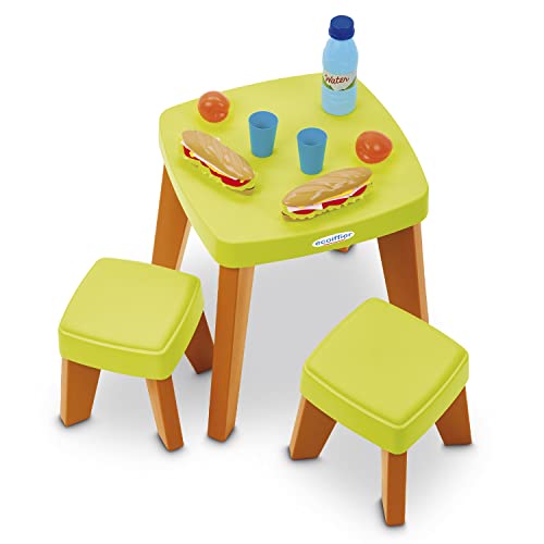 Jouets Ecoiffier - 4620 - Table Pic Nic + 2 Tabourets avec Accessoires - Jeu de Plein Air Pour Enfants - 12-36 Mois - Fabriqué en France