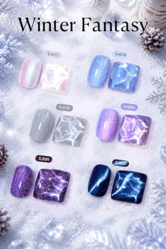 Image of AZUREBEAUTY HEMA-Free 15ML Blue Gel Polish Set, 6 Icy Winter Colors