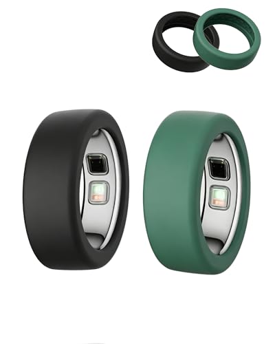 for OURA Ring5 Silicone Ring Protector,BOVUGAC Ultra-Thin Elastic Smart Ring Sleeve,Waterproof Anti-Drop, Compatible with OURA Ring 5,All Round Protection.(Size:10~13)-Black+Green
