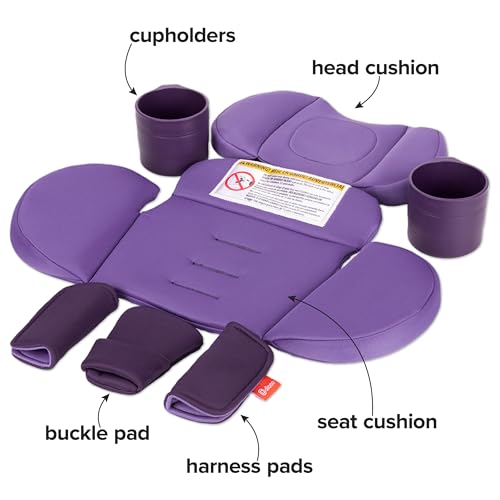 Image of Diono Radian 3R Comfort Travel Kit, Infant Car Seat Accessory, Compatible with Radian 3R, 7-Piece Kit (2 Harness Pads, 1 Buckle Pad, Head Cushion, Seat Cushion, 2 Cupholders), Purple Wildberry
