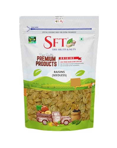 Image of SFT Pure Raisins Seedless /Kishmish, 500g, Source Of Potassium, Premium Dry Fruits, Green Raisins