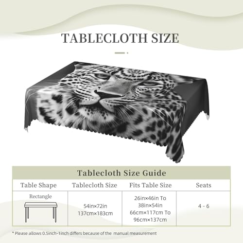 Nappe léopard imperméable et infroissable noire et blanche pour table rectangulaire de ferme - 3