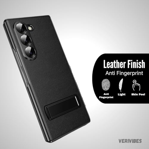 Image of Magnetic Flip Case Compatible with Samsung Galaxy Z Fold 6 (2025) | Premium Leather Finish | Multi-Angle Stand | Full Body & Hinge Protection | Slim Luxury Business Cover - Black