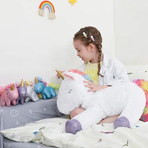 Tezituor 24 Inches Unicorn Plush Toy Set For Girls,4 Colorful Unicorns In Mommy Unicorn’s Belly,Unique Stuffed Unicorns Gifts For Children. #TOP4
