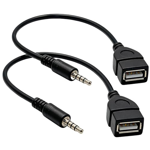 Adaptateur USB vers Jack de USB 3,5 mm,20CM Mâle Auxiliaire Prise Audio Stéréo Convertisseur Noir Jack de Connecteur Câble Musique, Adapté pour...