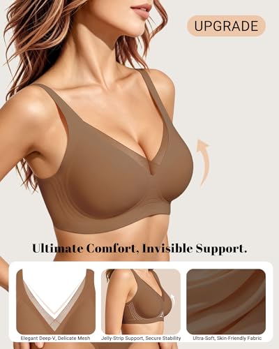 Image of As Fairy 2026 Bras for Women No Underwire Deep V Mesh Wireless Bra Jelly Supportive Seamless Soft Lift T-Shirt Bra