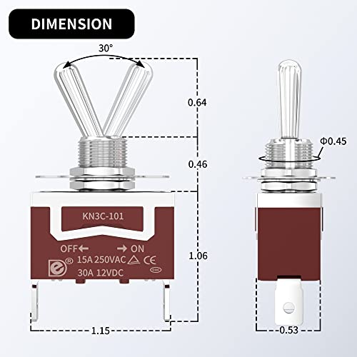 Rvboatpat Waterproof Toggle Switch 12V Marine Boat Automotive Car Spst 2 Pin On Off Toggle Switch With Boot Cover 30A 12 Volt 120V Heavy Duty -4Pcs #TOP1