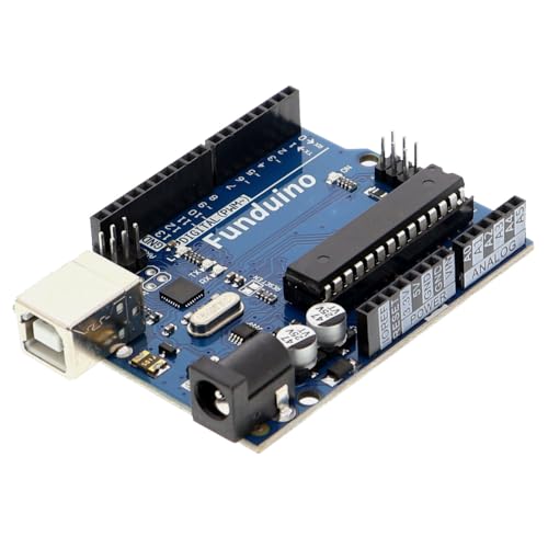 Funduino UNO R3 Mikrocontroller – kompatibel mit Arduino-IDE, 328P Controllerchip, 14 Digitale I/O Pins, inkl. USB-Kabel (30cm)