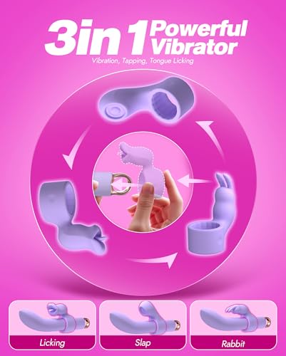 Vibrator Dildo Rabbit Sex Toys - Interchangeable Rabbit Vibrator G Spot Dildo with 10 Vibration 3 Licking & 3 Tapping Modes, Adult Sex Toy for Women, Vibrator for Clitoral Nipple Anal Stimulation - Image 3