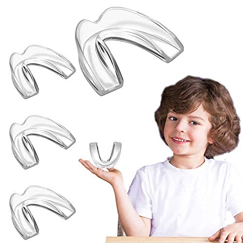 EasterCare Kids(5-10 years old) Mouthguard for Teeth Grinding, Pack of 4 Bite Guards + Dental Guard Case, Eliminate Clenching Bruxism at Night, Teeth Whitening Tray & Sports,Moldable Guards