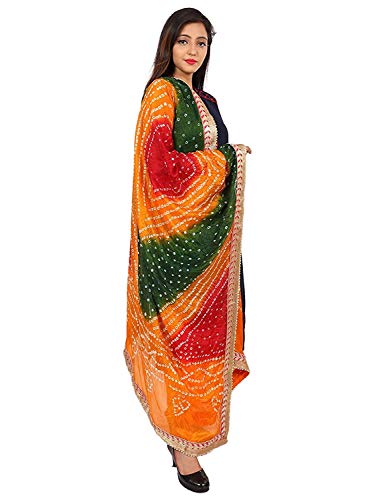 Image of Lifestyle Art Silk Embellished Women's Dupatta Bandhani Bandhej Jaipuri Rajasthani Dupatta