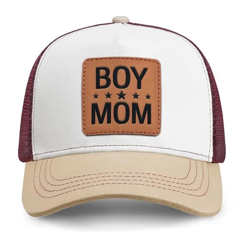 Image of Mother Mama Mom Hat for Women Leather Patch Baseball Mom Trucker Cap Gifts for Mothers Day Birthday