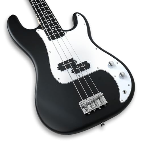 Image of Kadence PBBK Tennessee 46.5 inch Electric Bass Guitar (P-Style) | Solid Poplar Wood Body, Maple Neck | Split-Coil Pickup | Fixed Bridge | Gig Bag + Cable | Matte Black