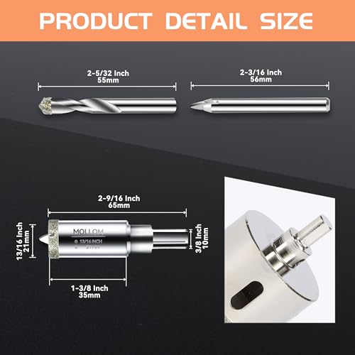 Image of MOLLOM 13 /16 inch (21mm) Diamond Hole Saw with 2 Pilot Drill Bit