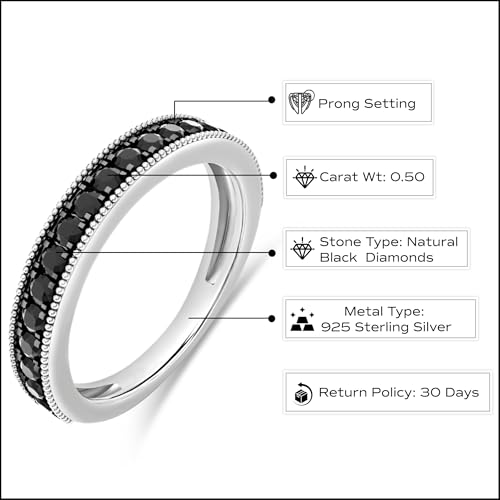 Dazzlingrock Collection Round Black Diamond Anniversary Stackable Wedding Band (Color Black, Clarity Opaque) in 925 Sterling Silver4