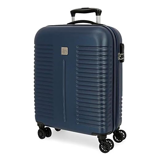 Roll Road India Maleta de Cabina Azul 40x55x20 cms Rígida ABS Cierre combinación 37L 2,6Kgs 4 Ruedas Dobles Extensible Equipaje de Mano