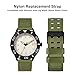 WOCCI 22mm Nylon Watch Band for Men, Double Holes Silky Nylon, Black Buckle (Army Green)