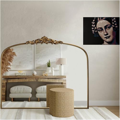 Vintage Gold Ornate Baroque Mirror - 36"X30" Arched Antique Brass...