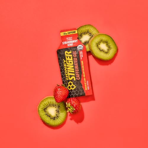 Image of Honey Stinger Strawberry Kiwi Energy Gel, Caffeinated & Gluten Free with Organic Honey, for Exercise, Running and Performance, Sports Nutrition for Home & Gym, Pre and Mid Workout, 24 Pack | sports-nutrition-endurance-and-energy-chews