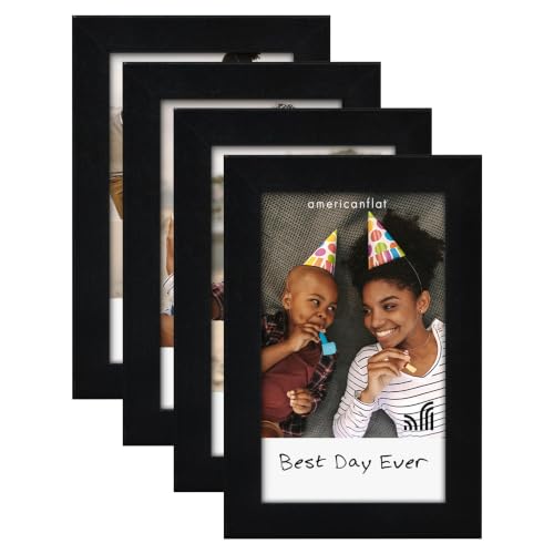 Americanflat 2x3 Mini Picture Frames for Refrigerator - Set of 4 - Acrylic Panels with Back Magnet - Magnetic Picture Frames for Instant Print Photos, Locker Decor, or Office Display - Black
