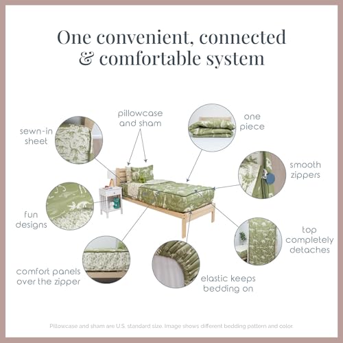 Image of Beddy's Adventure & Wildlife Theme Durable Zipper Bedding for Kids,Bed in a Bag,Cream Comforter & Charcoal Sheets with Outdoor Explorer Design - Includes Pillowcase & Sham - Easy to Make & Wash - Twin
