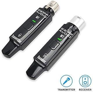 Wireless XLR Transmitter Receiver, Plug-on 2.4GHz Rechargeable Microphone Wireless System for Dynamic Microphone