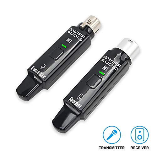 Wireless XLR Transmitter Receiver, Plug-on 2.4GHz Rechargeable Microphone Wireless System for Dynamic Microphone