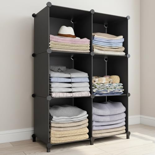 Image of KRISHYAM Collapsible Wardrobe Organizer with Doors & Open Box Storage, DIY Cube Closet Cabinet for Clothes, Toys, Books, Bags & Bedroom Storage
